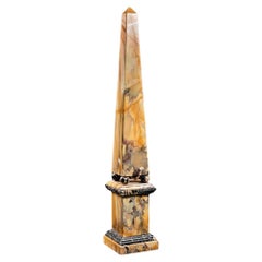 Amazing Obelisk Model in Yellow Siena Marble, 19th Century