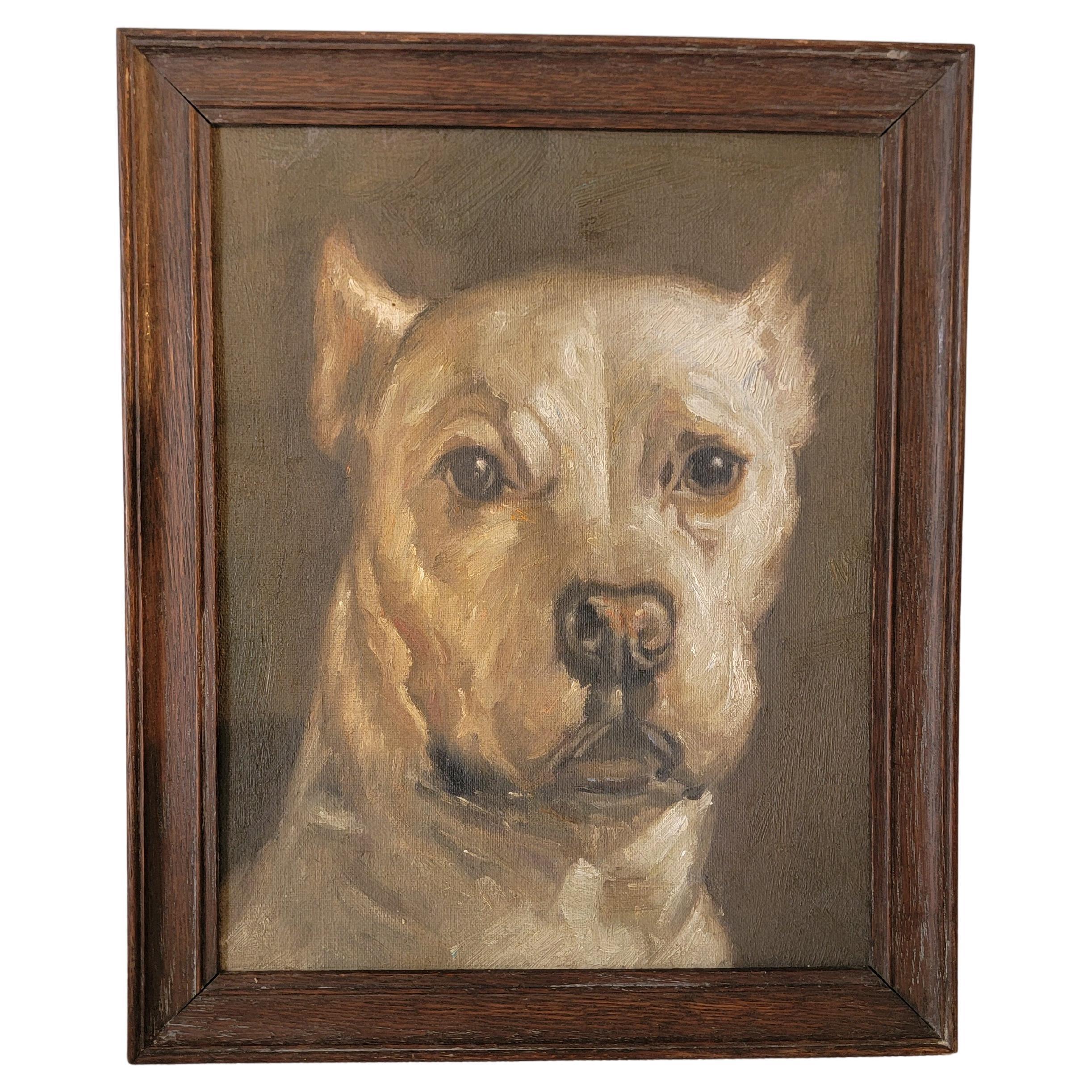 Erstaunliches Ölgemälde von A  Bulldogge im Angebot