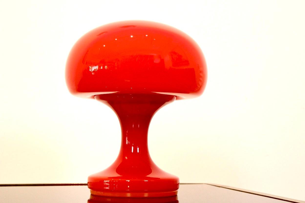 Amazing Orange Opaline Glass Mushroom Table Lamp by Štepán Tabery, 1960s 4