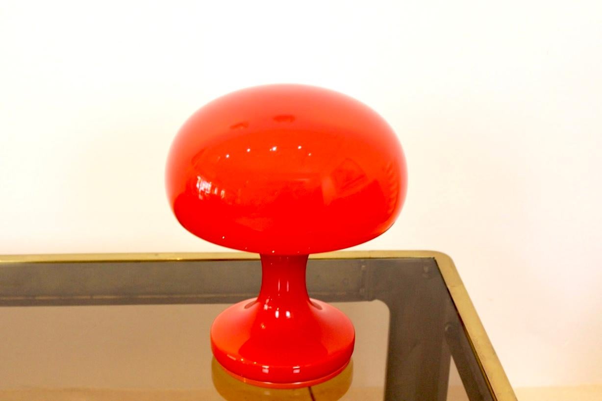 Mid-Century Modern Amazing Orange Opaline Glass Mushroom Table Lamp by Štepán Tabery, 1960s