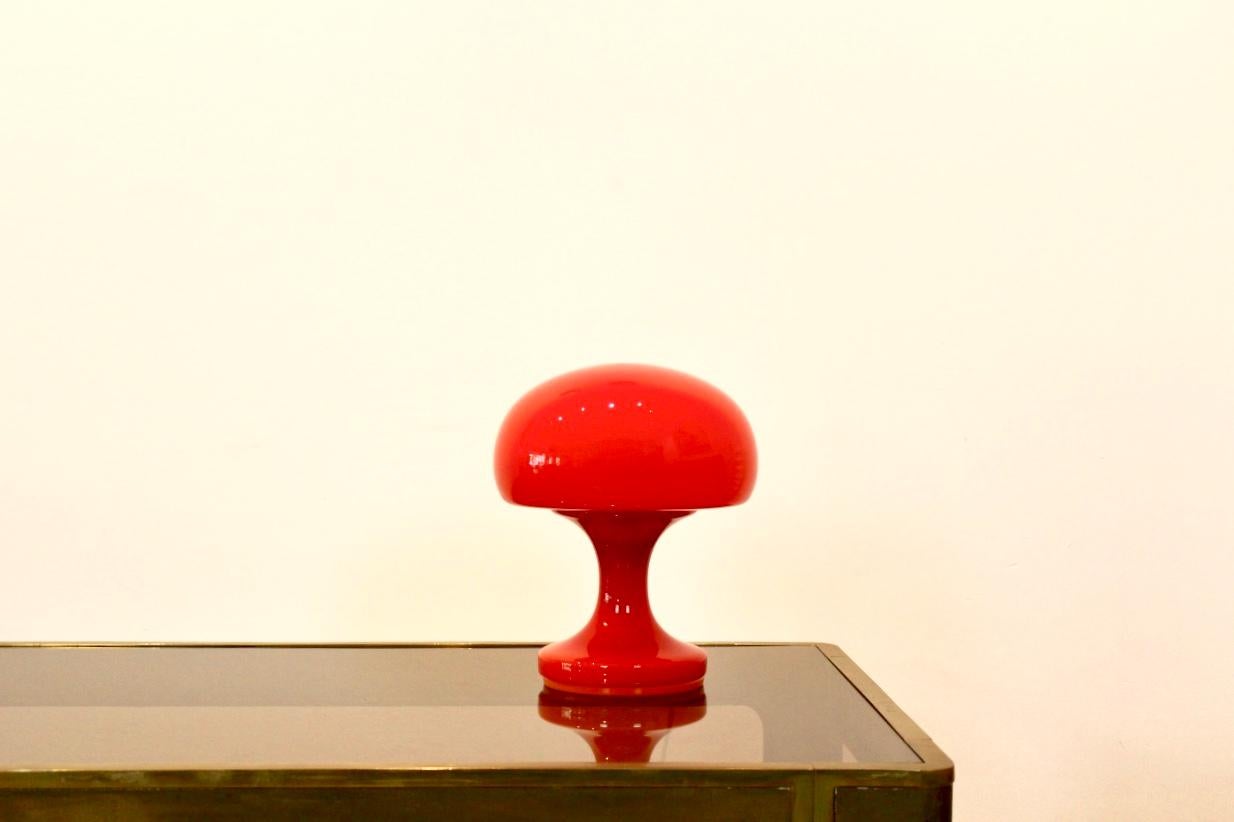 Amazing Orange Opaline Glass Mushroom Table Lamp by Štepán Tabery, 1960s In Good Condition In Voorburg, NL