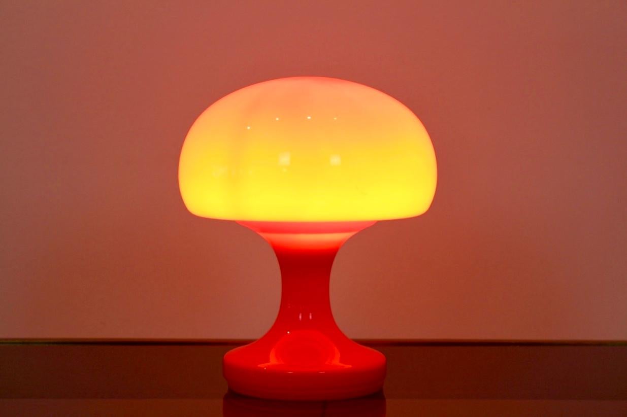 20th Century Amazing Orange Opaline Glass Mushroom Table Lamp by Štepán Tabery, 1960s