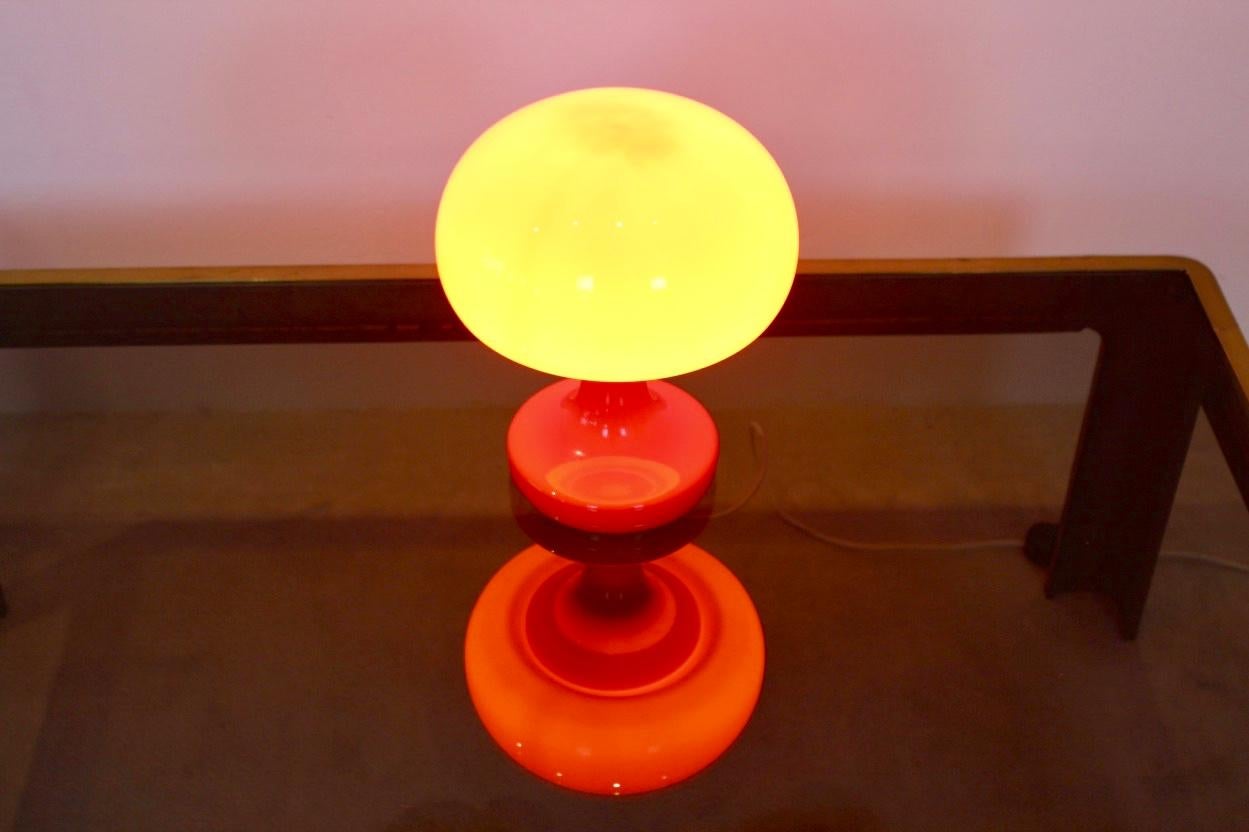 Amazing Orange Opaline Glass Mushroom Table Lamp by Štepán Tabery, 1960s 1
