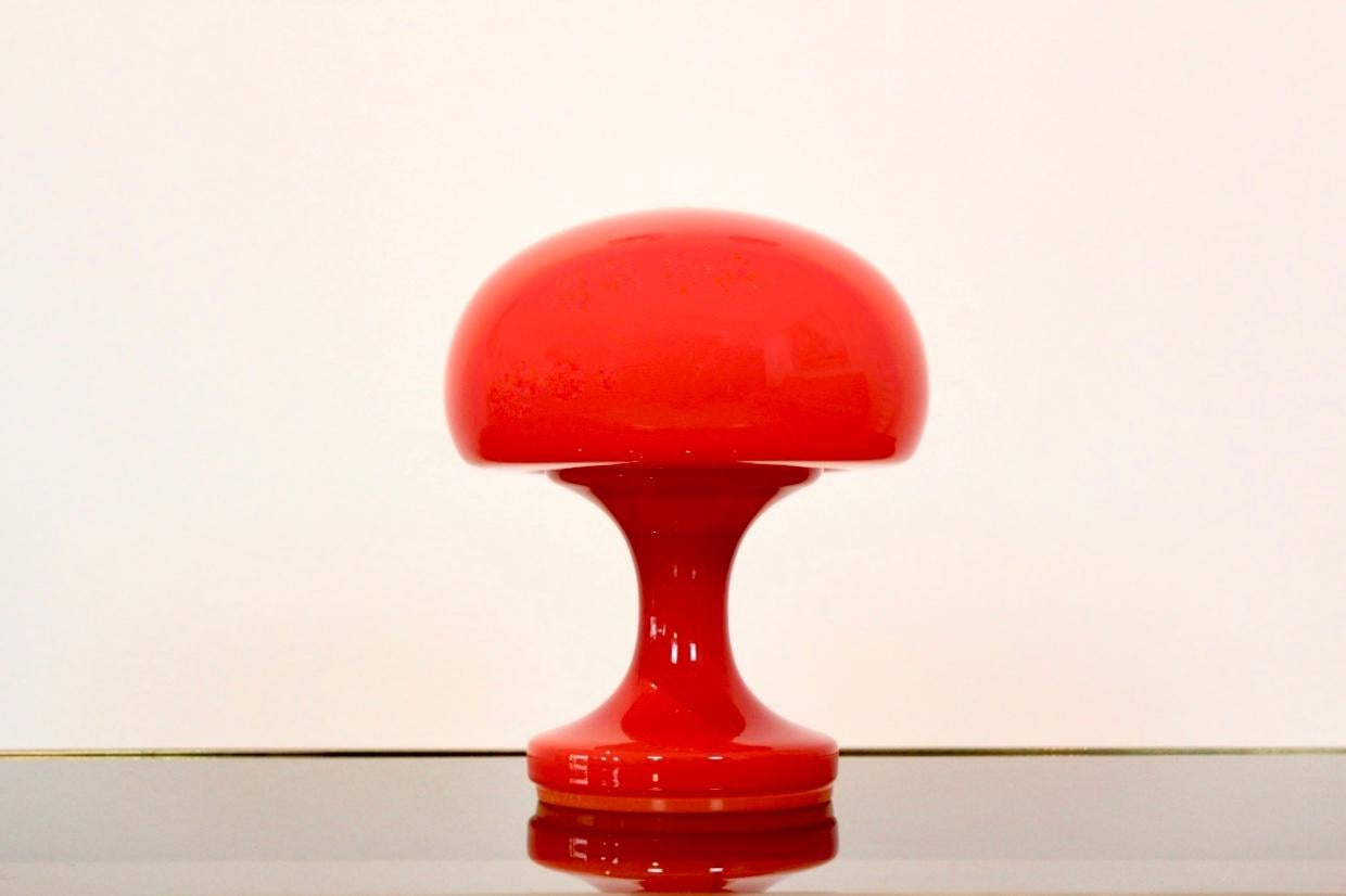Amazing Orange Opaline Glass Mushroom Table Lamp by Štepán Tabery, 1960s 2