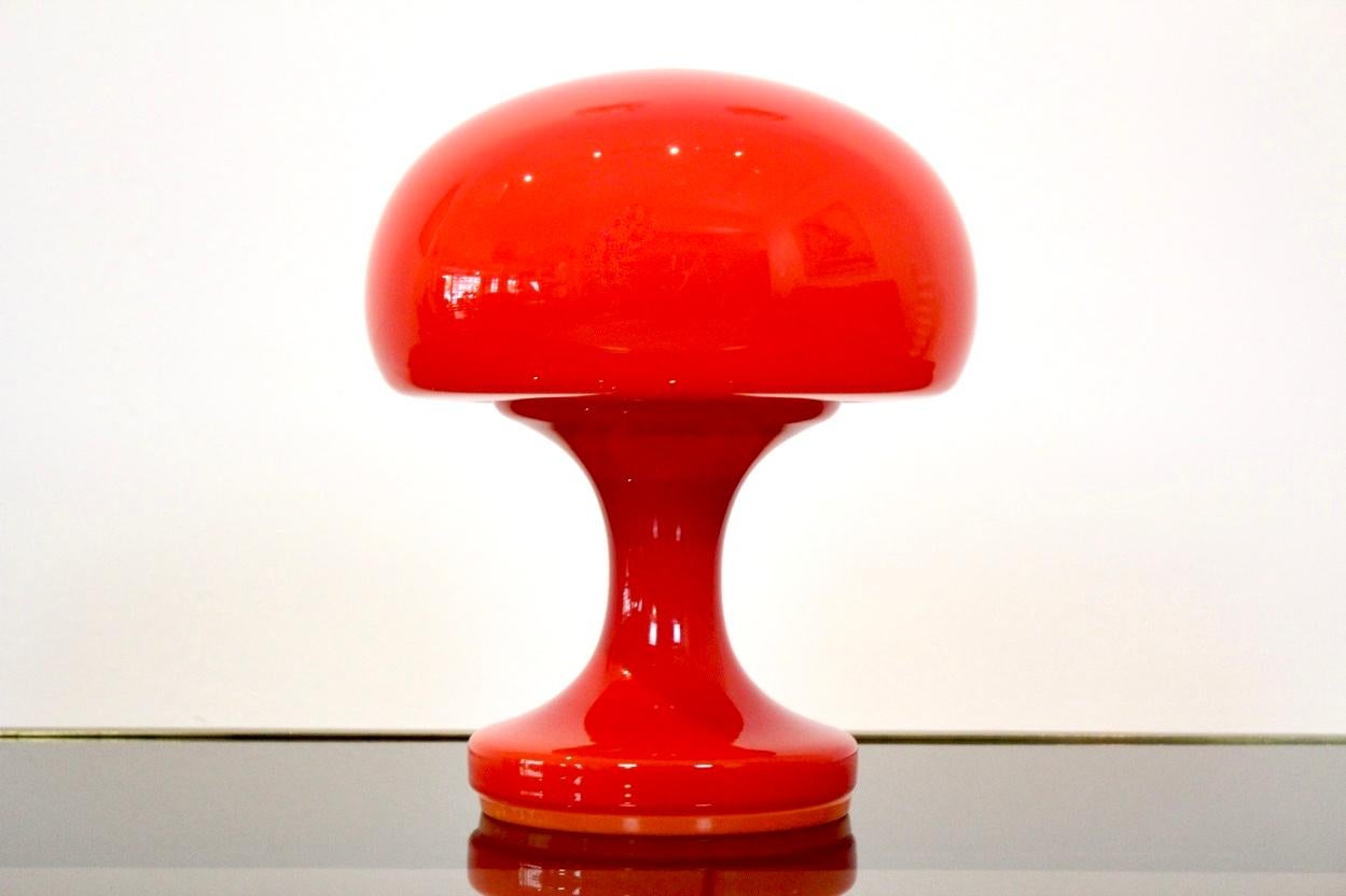 Amazing Orange Opaline Glass Mushroom Table Lamp by Štepán Tabery, 1960s 3