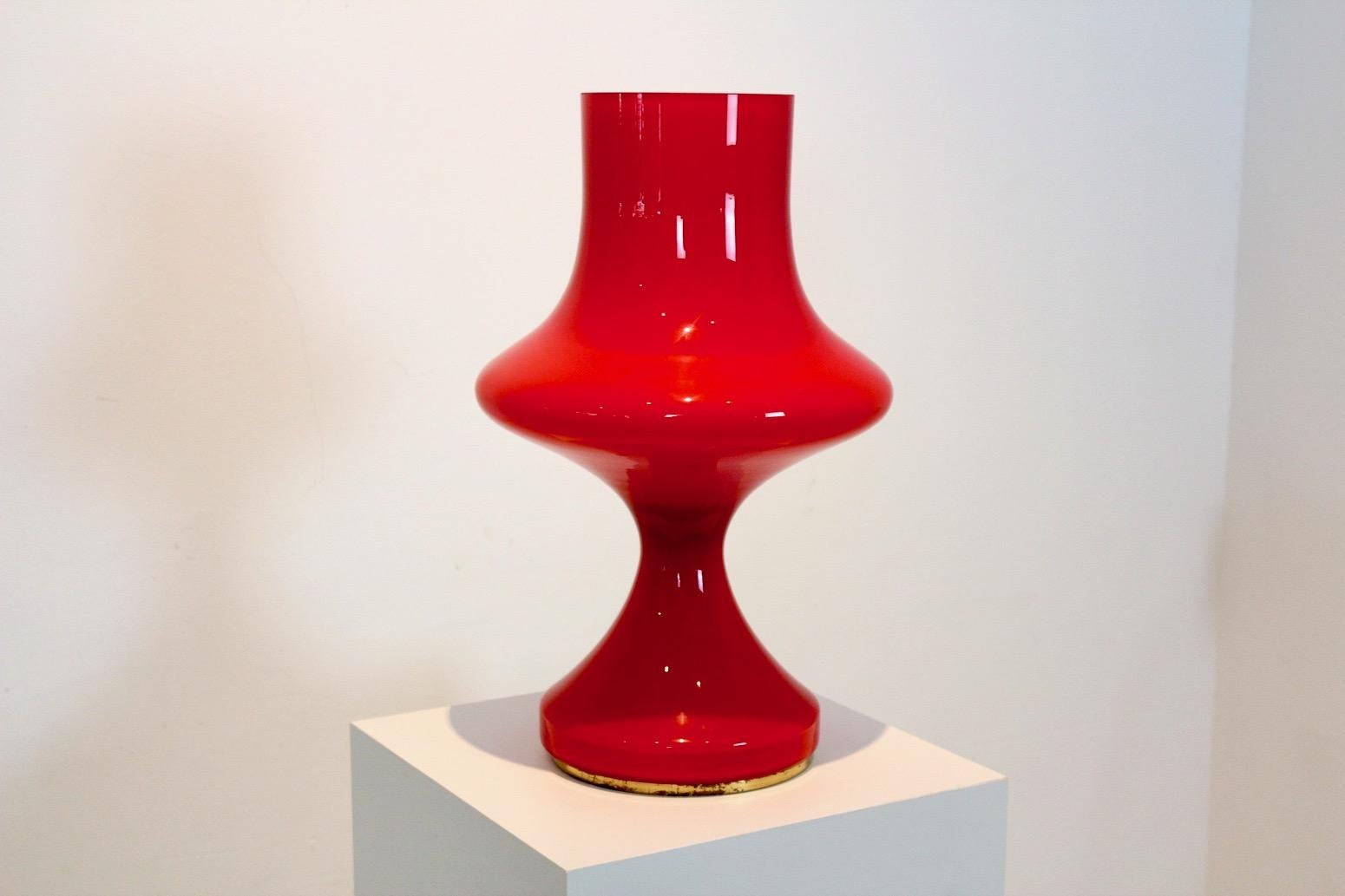 Amazing Orange Opaline Glass Table Lamp by Štepán Tabery, 1960s 3