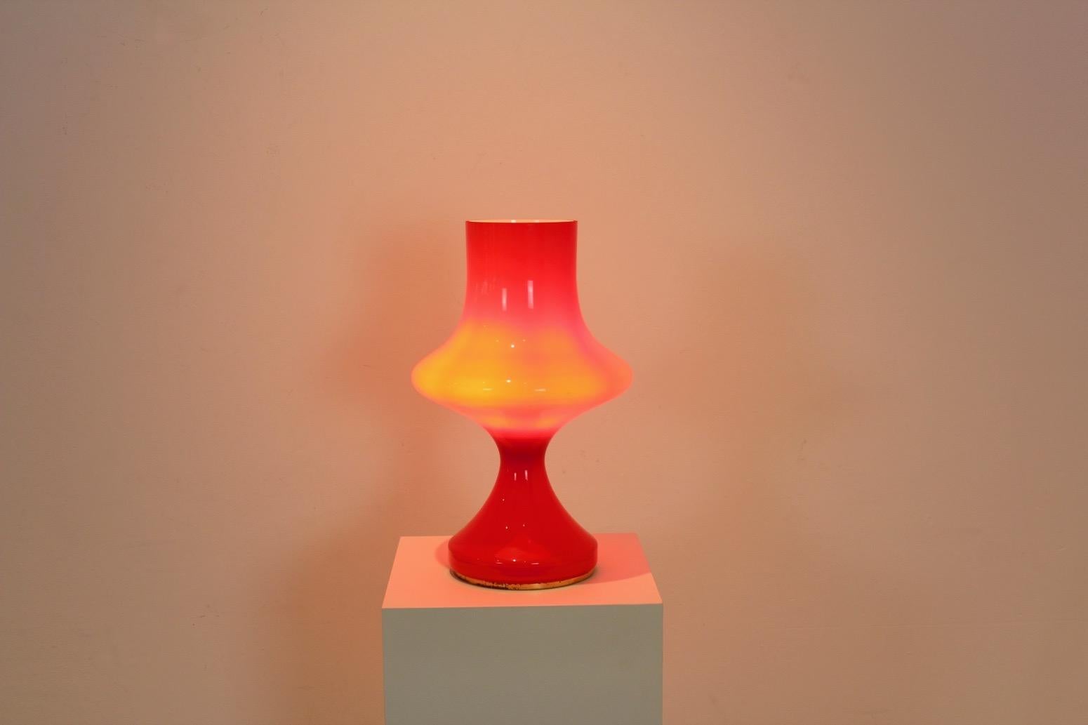Mid-Century Modern Amazing Orange Opaline Glass Table Lamp by Štepán Tabery, 1960s