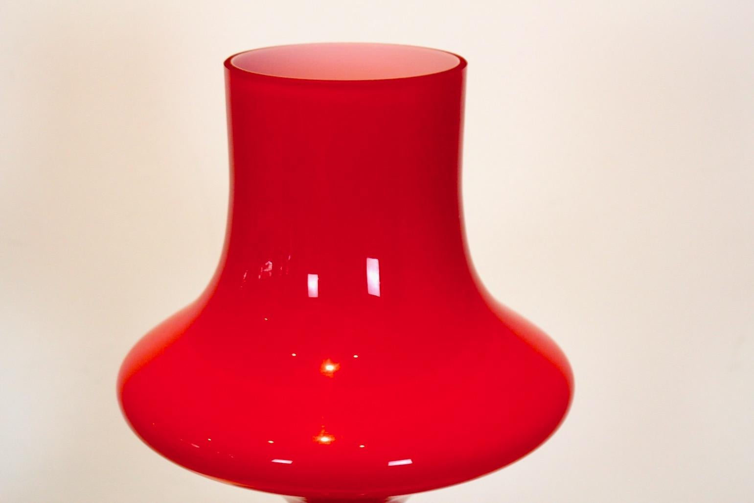 Amazing Orange Opaline Glass Table Lamp by Štepán Tabery, 1960s In Good Condition In Voorburg, NL