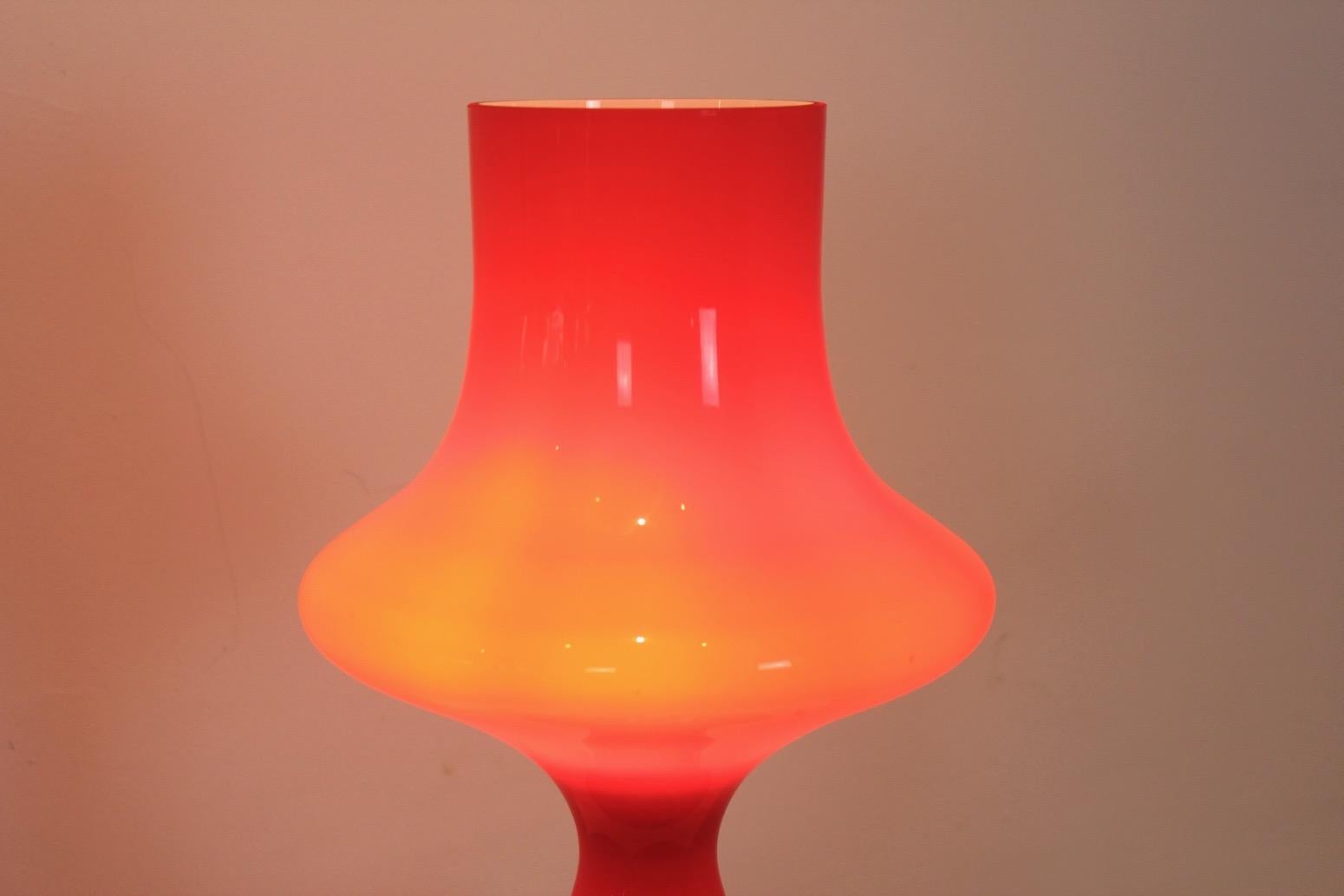 20th Century Amazing Orange Opaline Glass Table Lamp by Štepán Tabery, 1960s