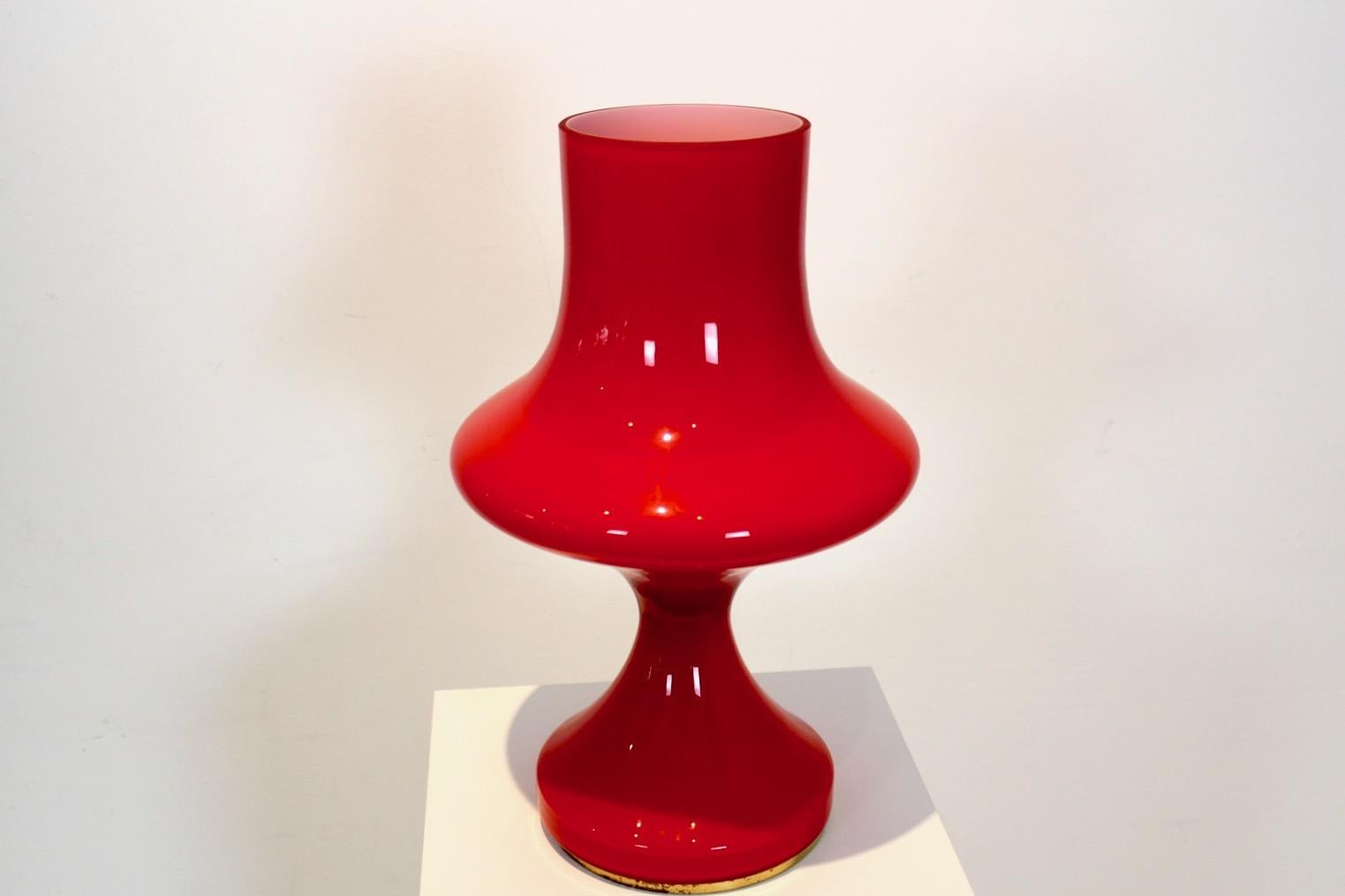 Brass Amazing Orange Opaline Glass Table Lamp by Štepán Tabery, 1960s