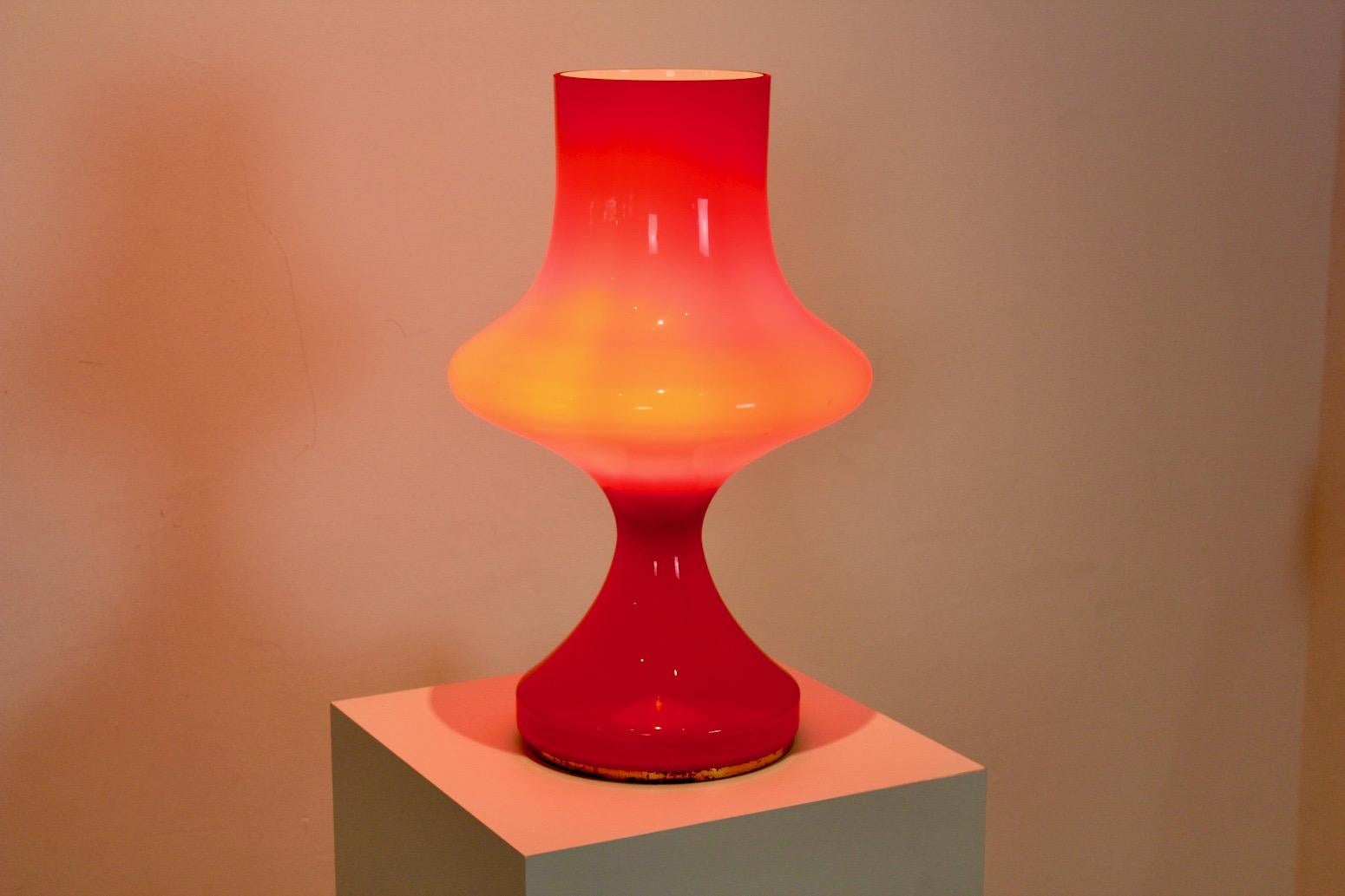 Amazing Orange Opaline Glass Table Lamp by Štepán Tabery, 1960s 2