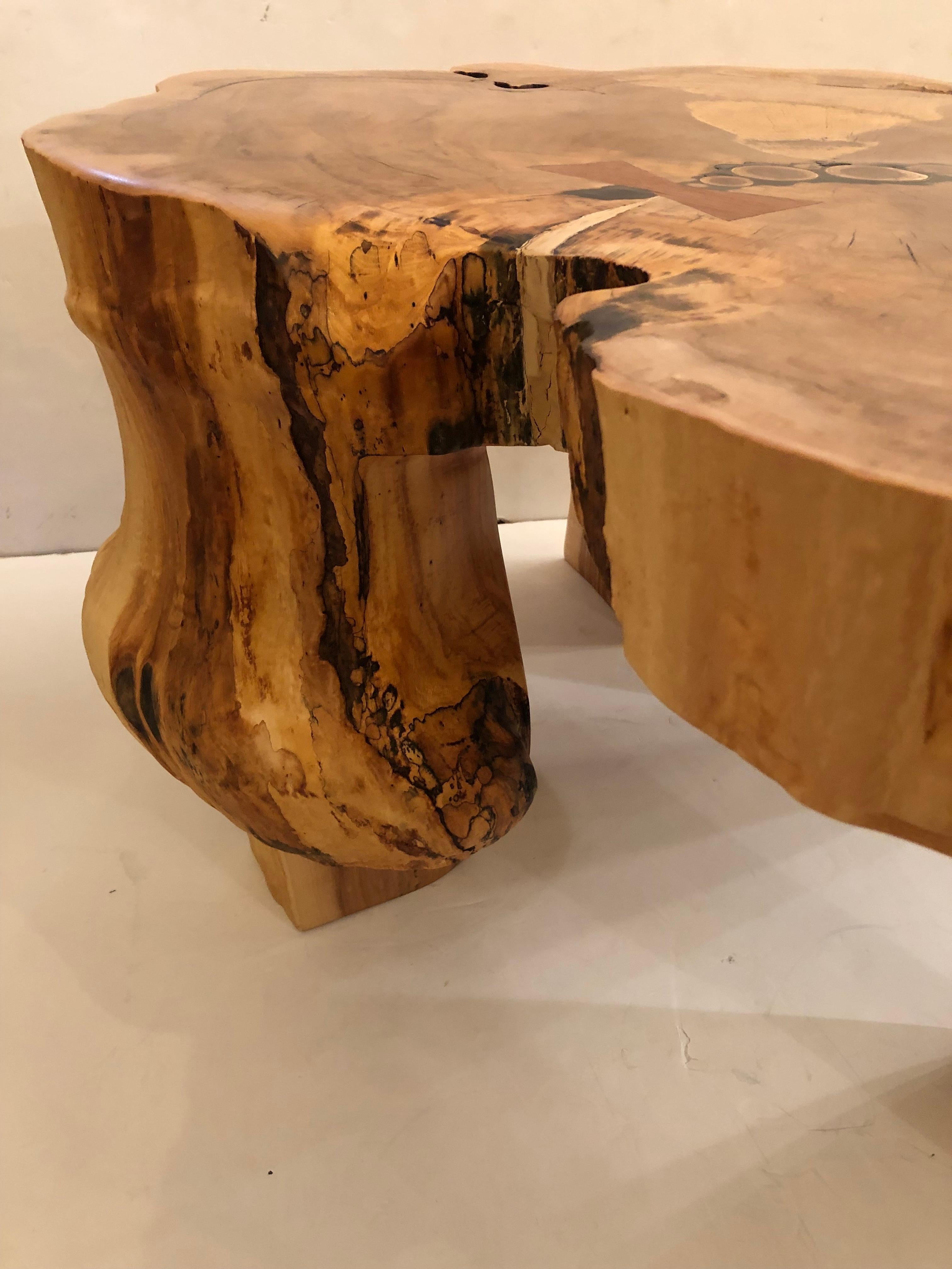 Amazing Organic Modern Irregular Edge Maple Coffee Table In Good Condition For Sale In Hopewell, NJ