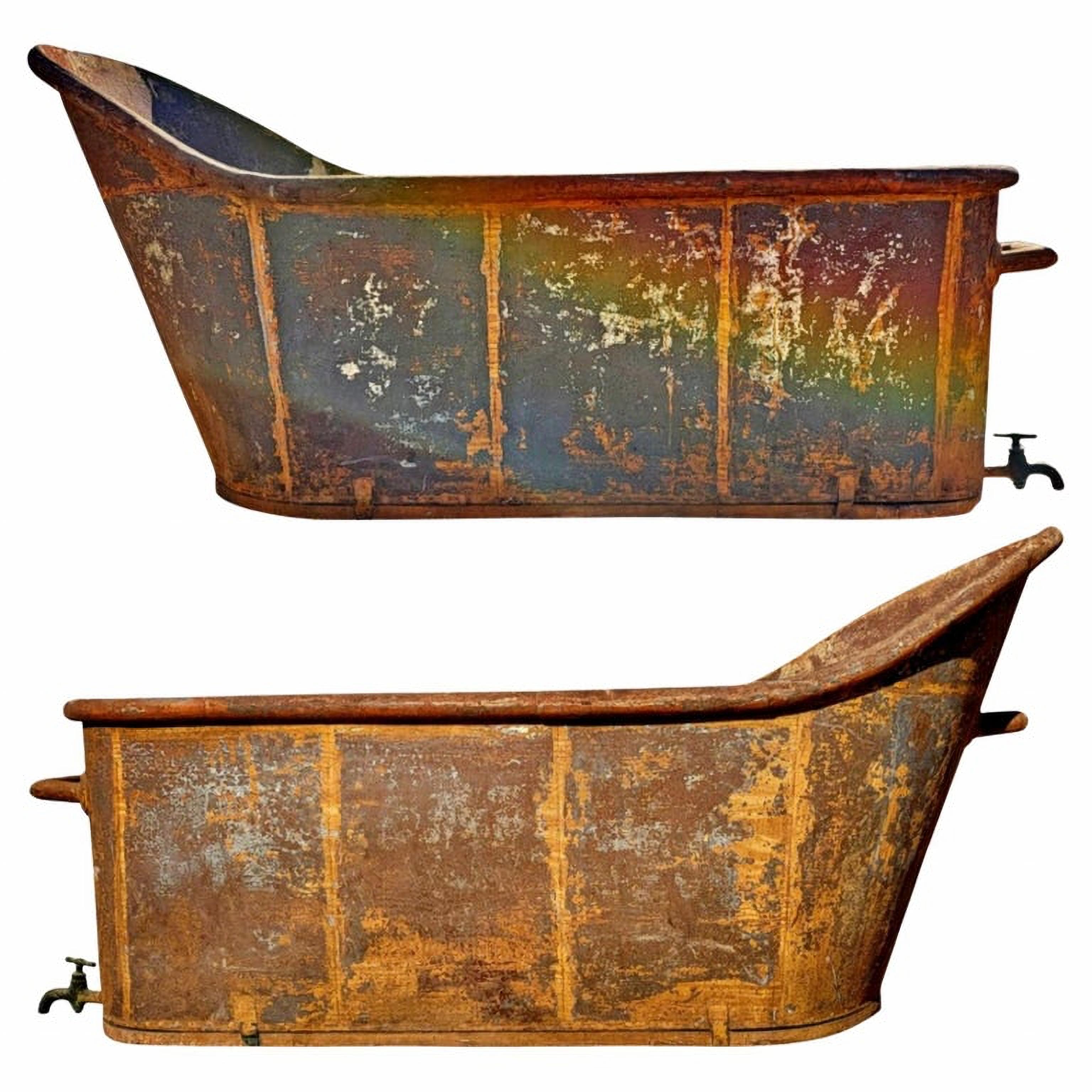 Incroyable baignoire italienne en acier d'origine de 1780/1800 du 19ème siècle Bon état - En vente à Madrid, ES