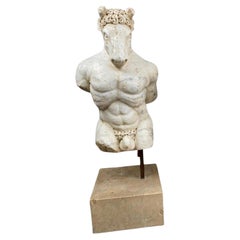 AMAZING PAIR MARBLE FIGURE OF THE MINOTAUR, 17th Century Baroque Style, Italy.