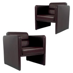 Amazing Pair of 1980s Leather Chairs Postmodern Att. Stendig