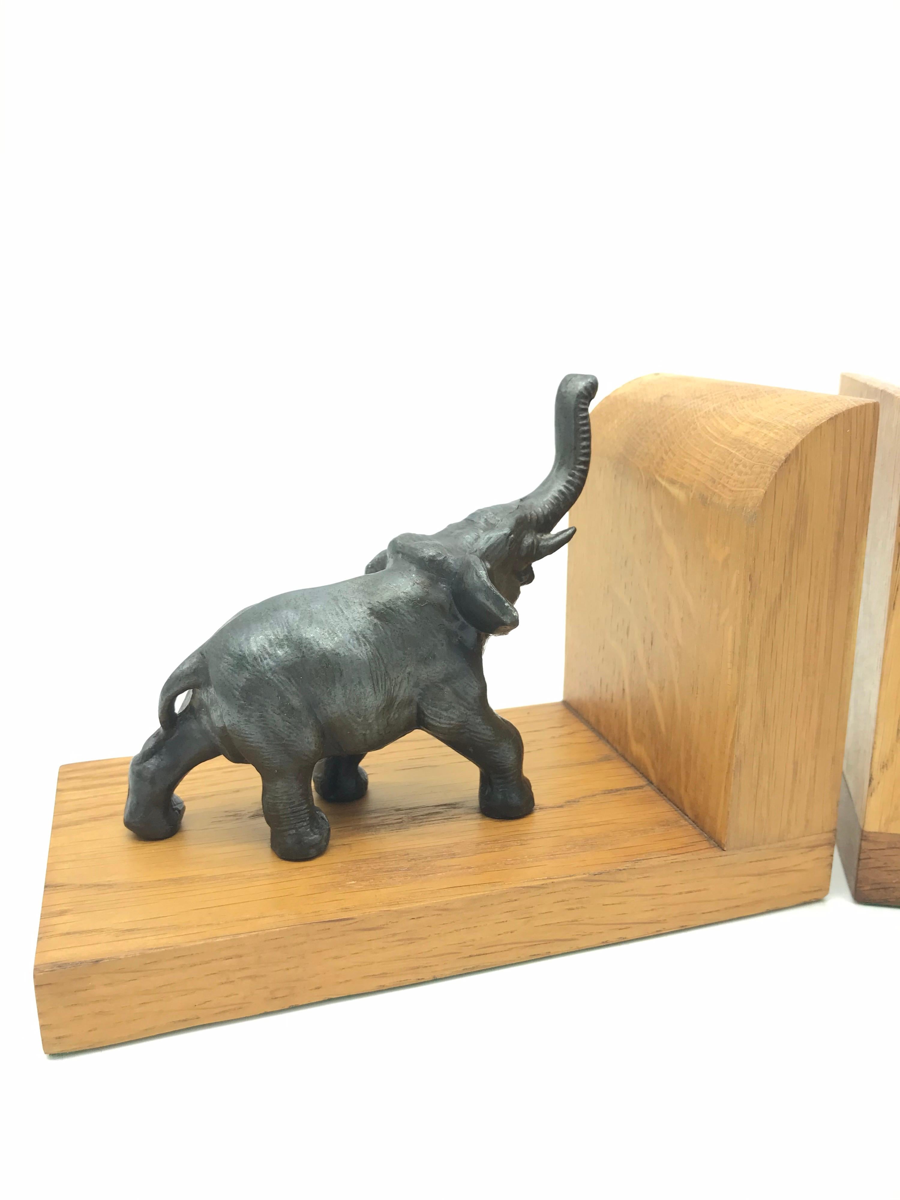 Danish Amazing Pair of Art Deco Elephant Book Ends from the 1930s