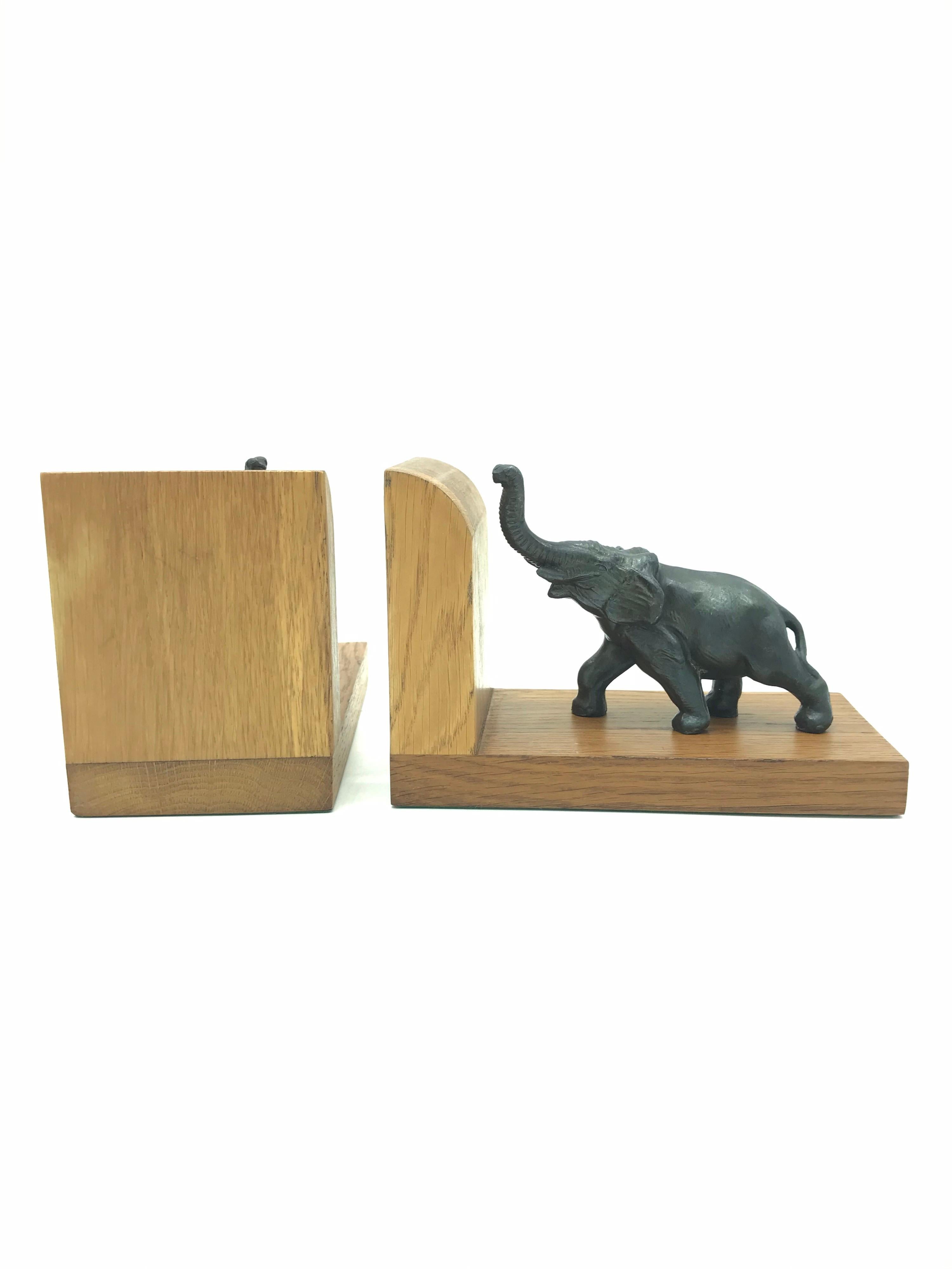 Mid-20th Century Amazing Pair of Art Deco Elephant Book Ends from the 1930s