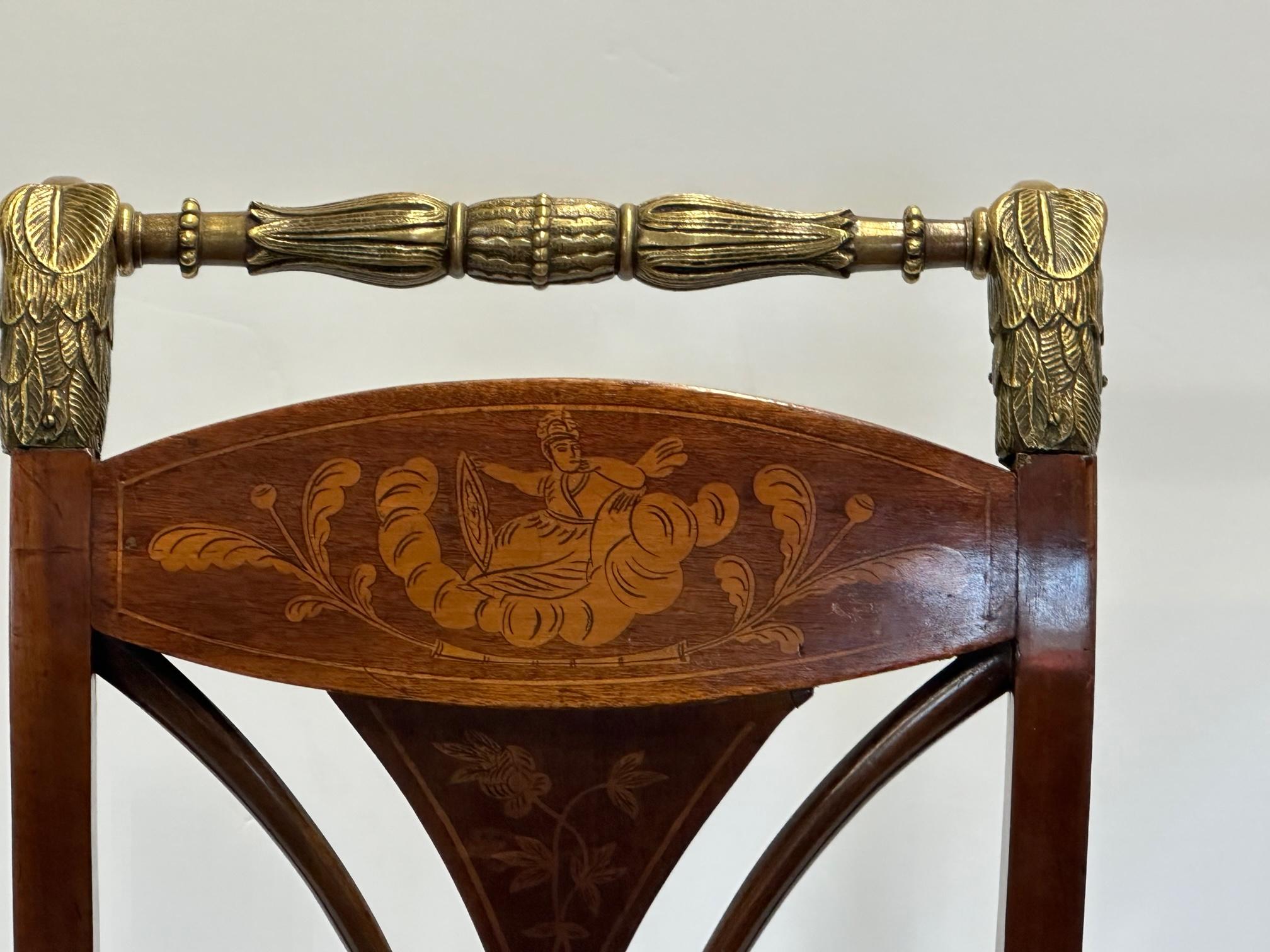 Amazing Pair of Early 19th Century Baltic Mahogany Eagle Motif Side Chairs In Good Condition For Sale In Hopewell, NJ
