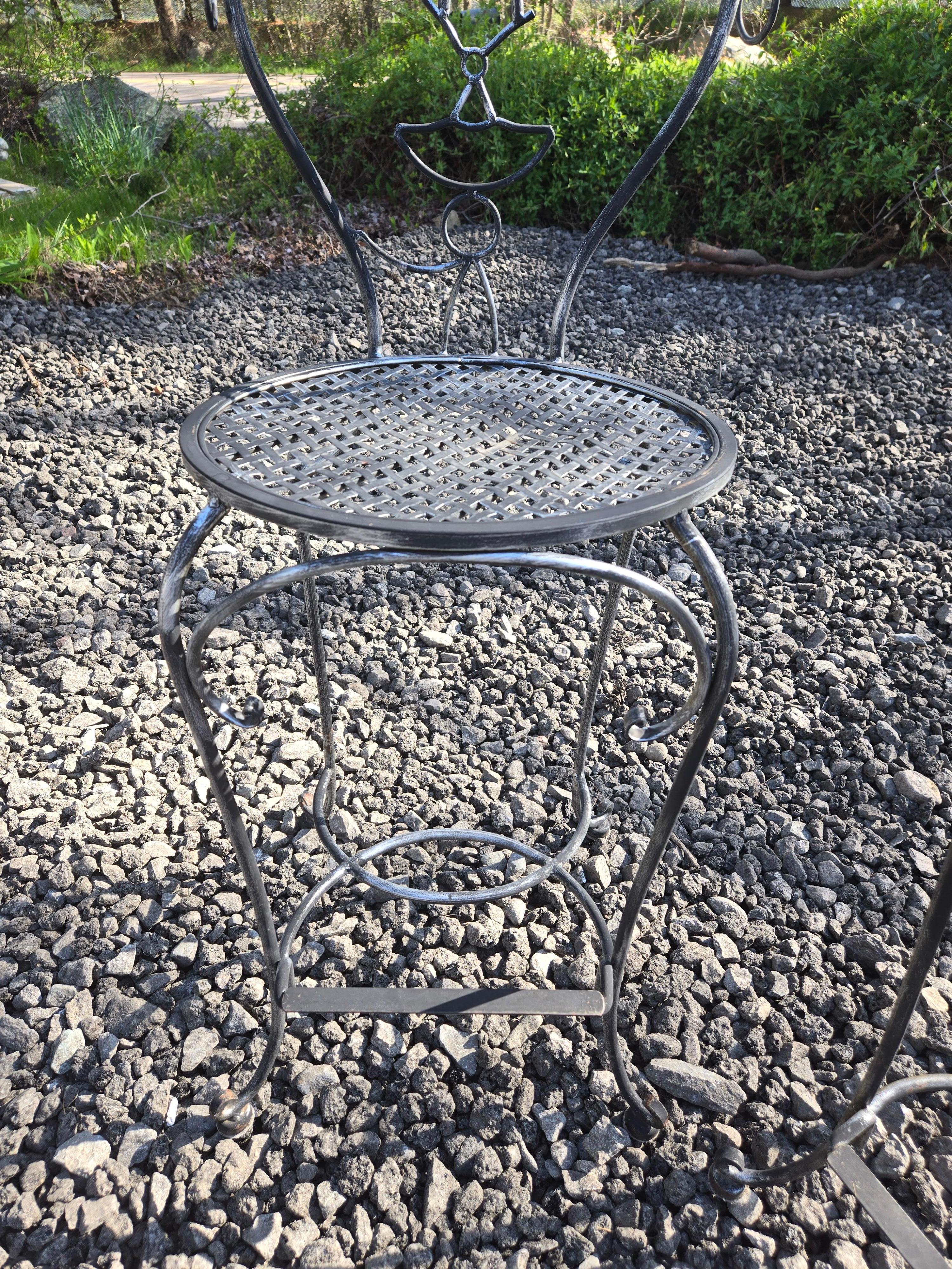 Amazing Pair of Hers & Hers Vintage Wrought Iron Chairs John Risley For Sale 5