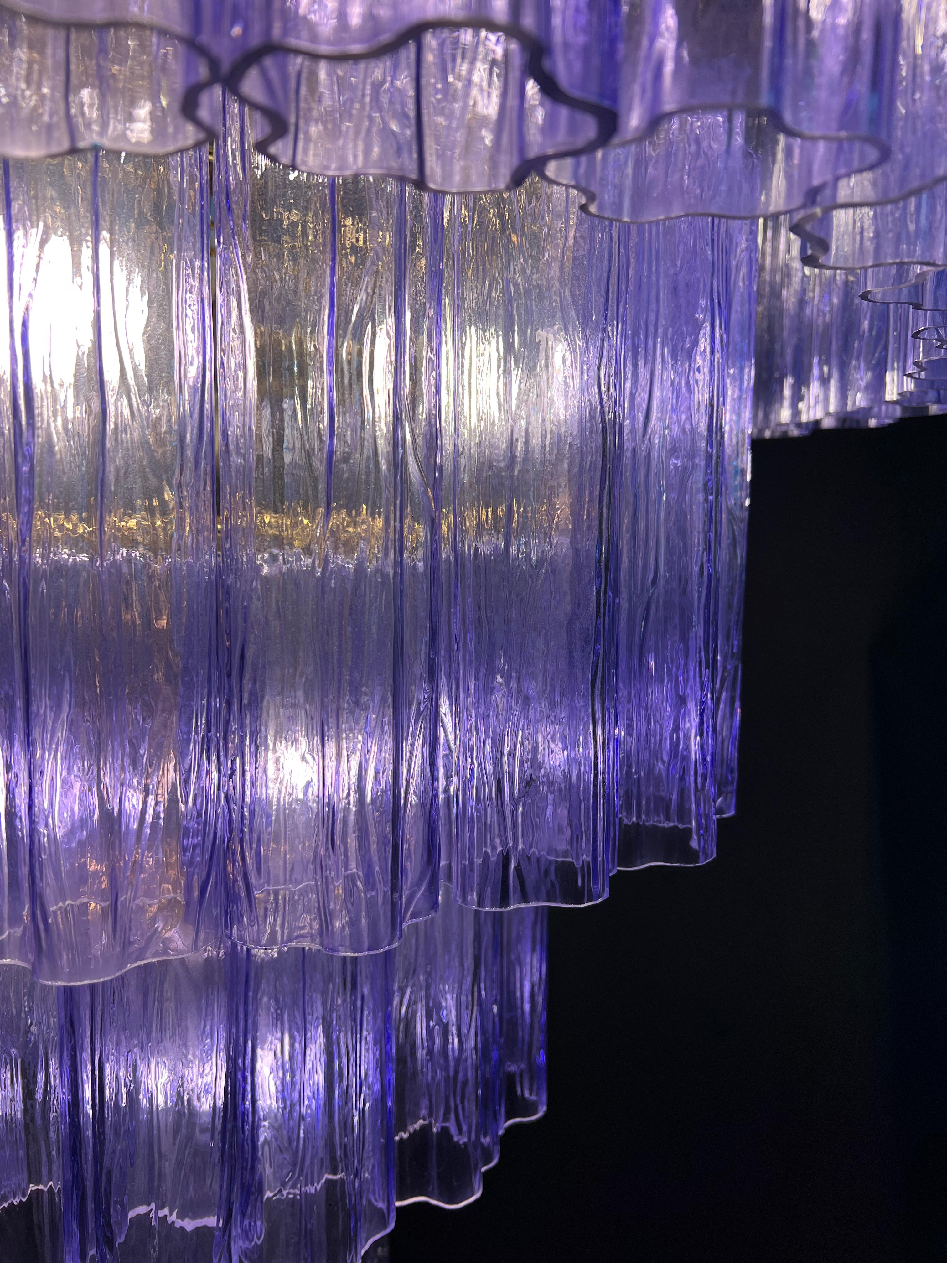 Amazing Pair of Italian Amethyst Chandeliers by Valentina Planta, Murano For Sale 6