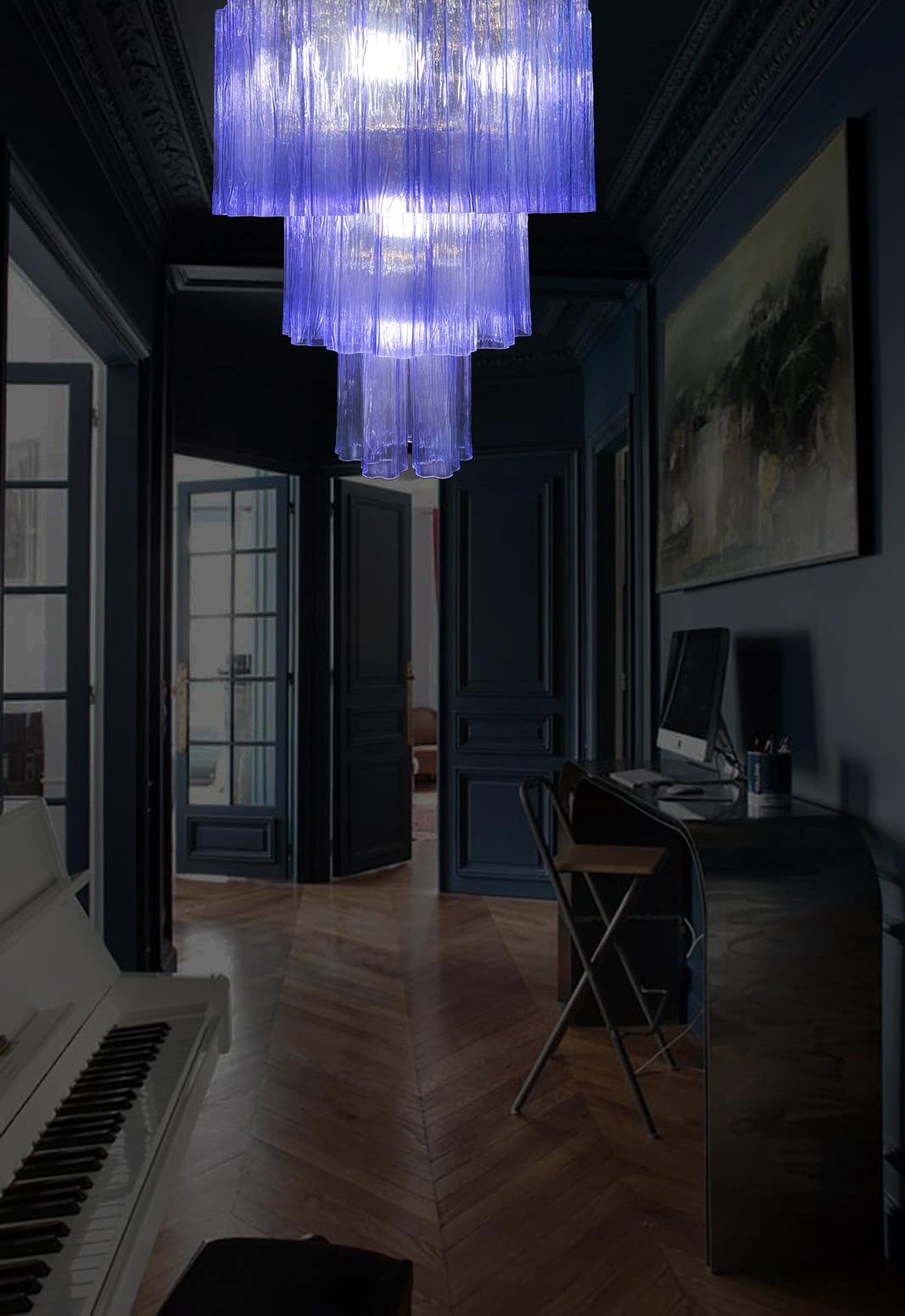 Contemporary Amazing Pair of Italian Amethyst Chandeliers by Valentina Planta, Murano For Sale