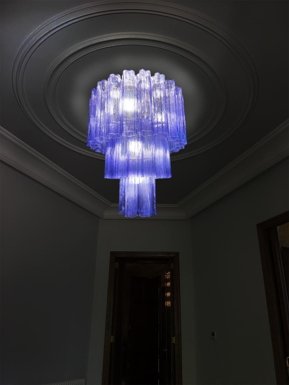 Amazing Pair of Italian Amethyst Chandeliers by Valentina Planta, Murano For Sale 1