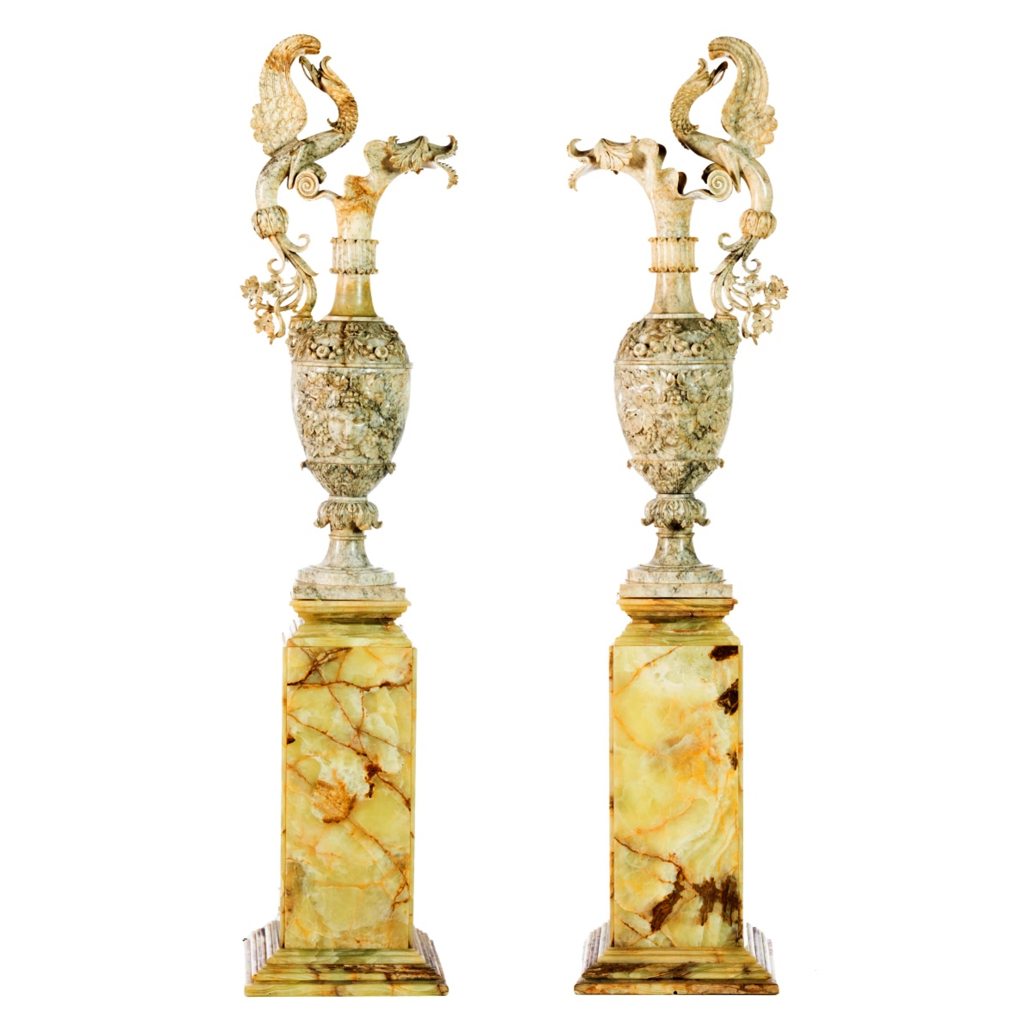 Baroque Magnifique paire d'amphores italiennes grandes du 19ème siècle en vente