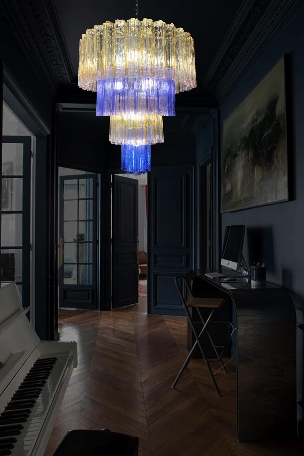 Gold Plate Amazing Pair of Italian Lollo Chandeliers by Valentina Planta Murano