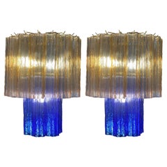 Amazing Pair of Italian Lollo Chandeliers, Murano by Valentina Planta