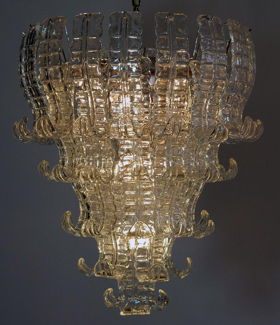 Erstaunliches Paar italienischer Muranoglas-Kronleuchter mit sechs Etagen aus Felci-Glas:: 1970er Jahre im Angebot 5