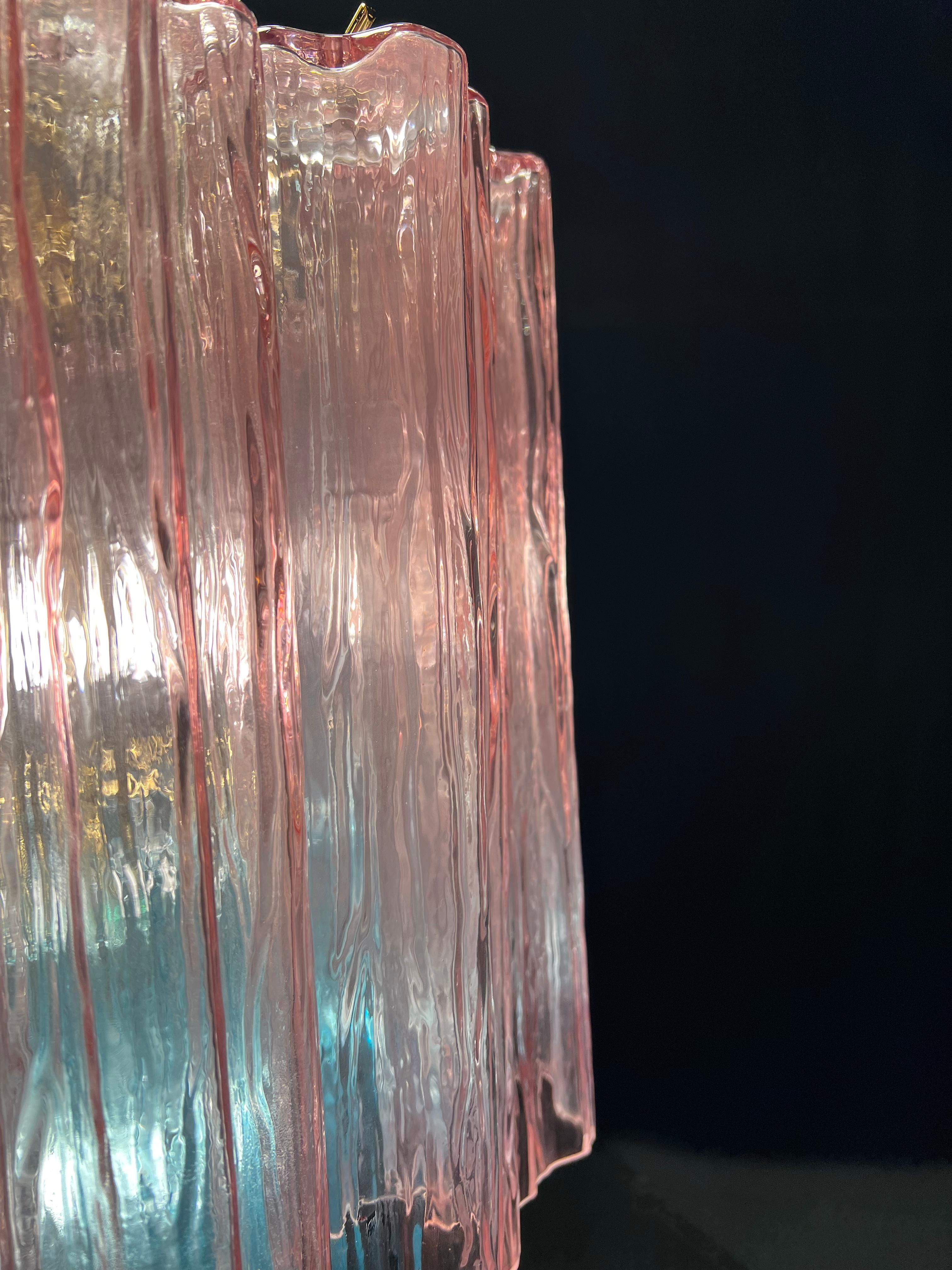 Incroyable paire de lustres italiens rose-bleu par Valentina Planta, Murano en vente 10
