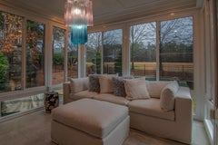 Amazing Pair of Italian Pink-Blue Chandeliers by Valentina Planta, Murano