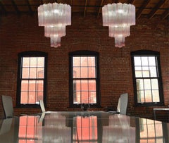 Amazing Pair of Italian Pink Chandeliers by Valentina Planta, Murano