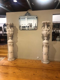 AMAZING PAIR OF LARGE VASES  19th Century in Carrara Marble