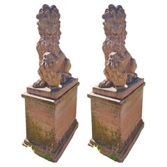 Amazing Pair of Lions Sculpture With Base by Silvano Porcinai 21th Century
