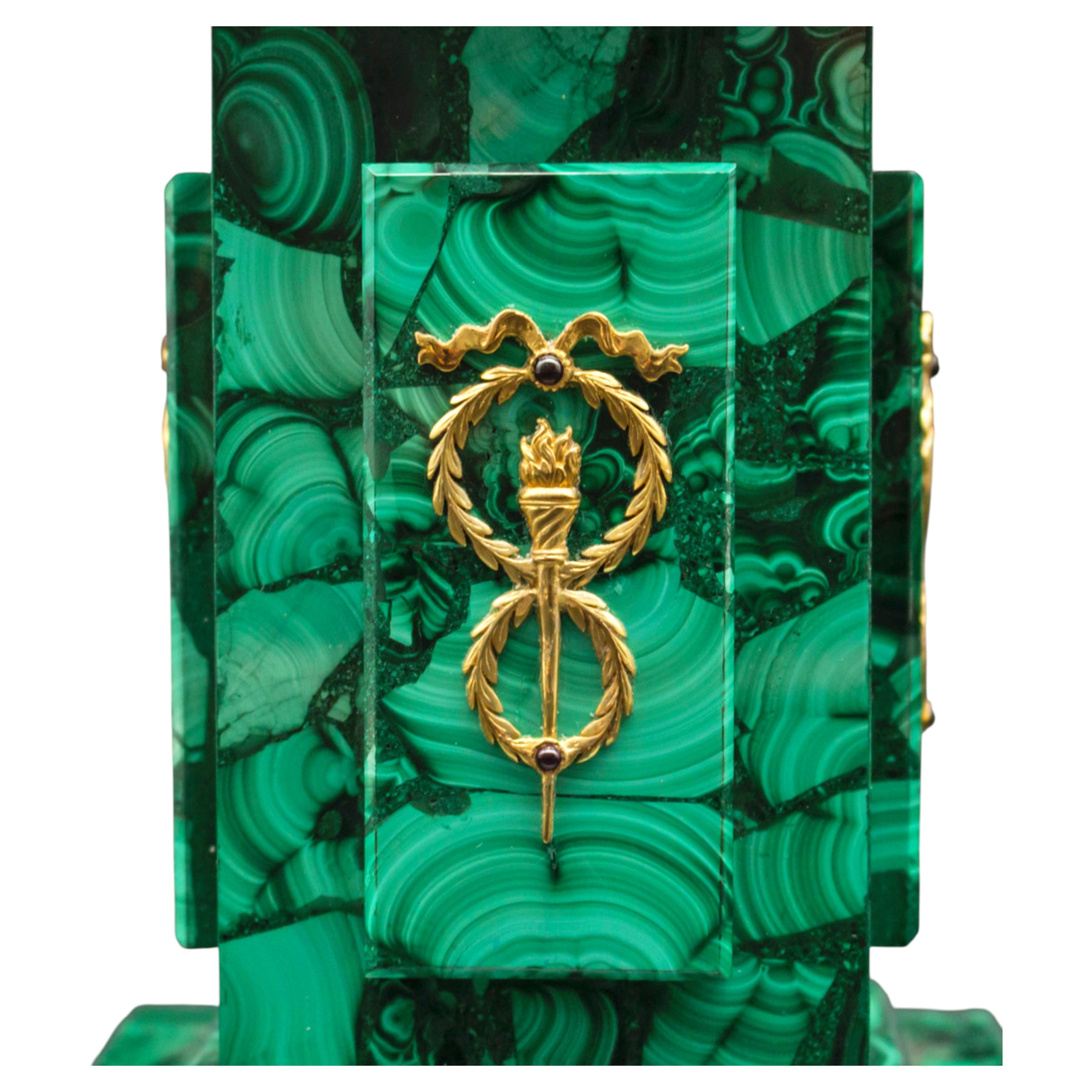 Amazing Pair of Malachite Obelisks (Russia) early 20th century H: 60cm