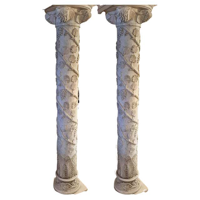 Amazing Pair of Monumental Marble Italian Columns 20th Century For Sale ...