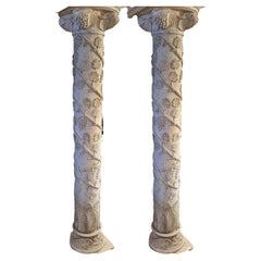 Amazing Pair of Monumental Marble Italian Columns 20th Century