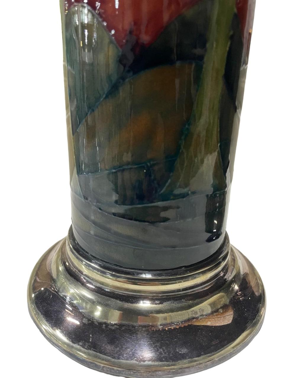 Glazed AMAZING Pair of plate-mounted Eventide pattern Moorcroft Pottery vases, c 1925 For Sale