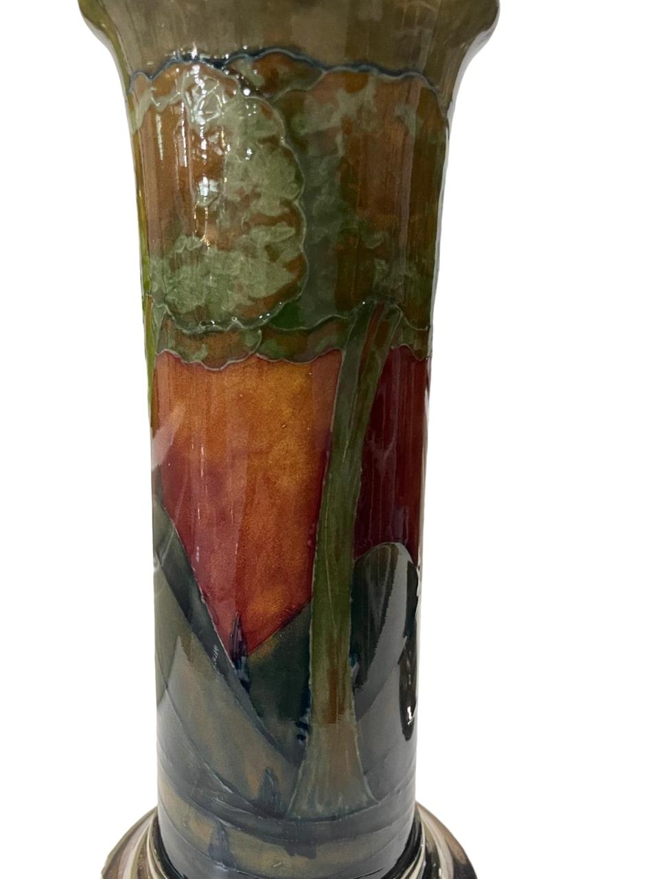 Early 20th Century AMAZING Pair of plate-mounted Eventide pattern Moorcroft Pottery vases, c 1925 For Sale