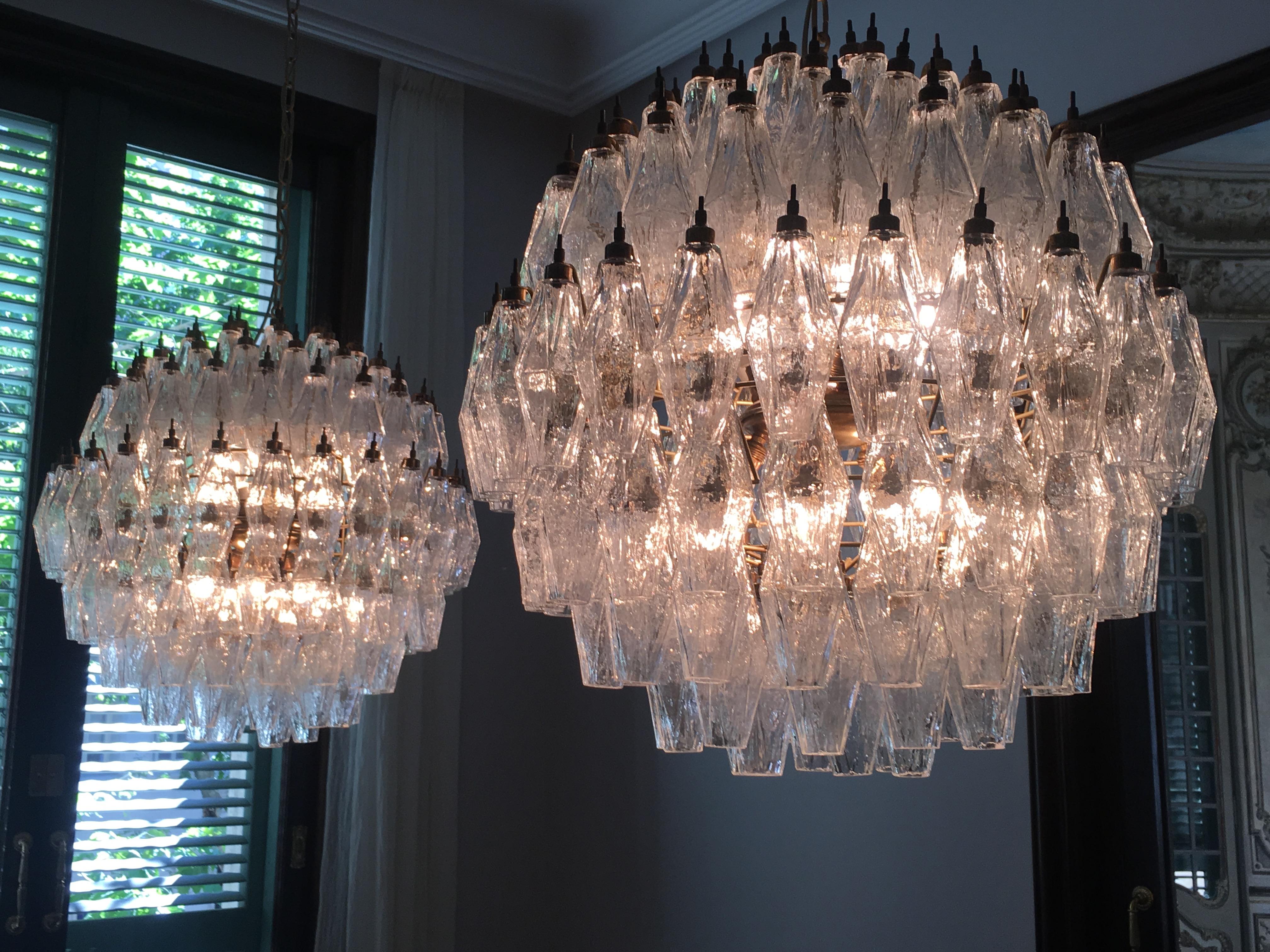 Amazing Pair of Spherical Murano Poliedri Chandeliers Carlo Scarpa Style, Murano 10