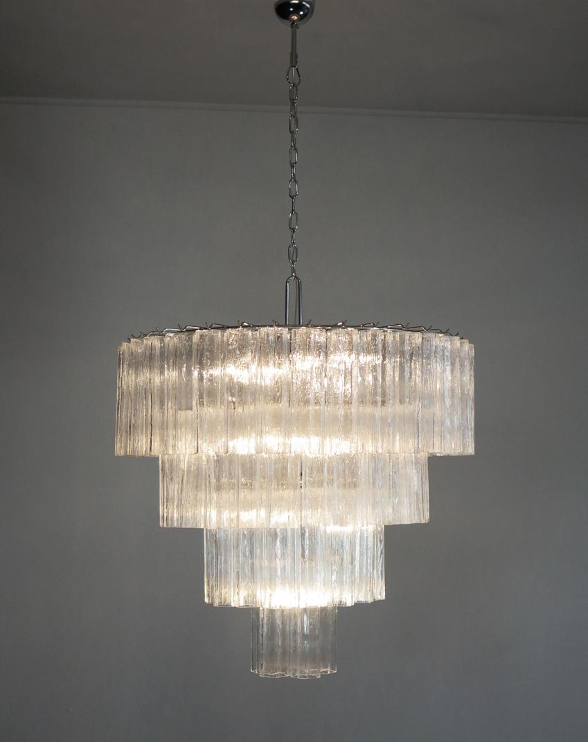 Italian Amazing Pair of Tronchi Chandeliers Style Toni Zuccheri for Venini, Murano For Sale