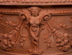 Increíble Pareja de Jarrones Decorados con Faunos Terracota Impruneta finales S. XX