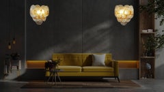 Amazing Pair of Vintage Italian Murano wall lights - trasparent and amber glass