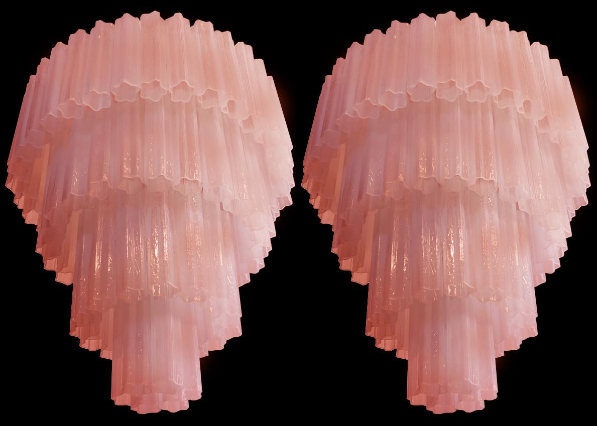 Metal Amazing Pair of 78 Tronchi Chandeliers Style Toni Zuccheri for Venini, Murano