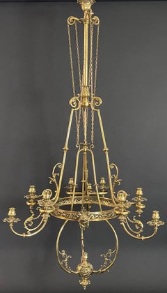 Spettacolare lampadario neoclassico in ormolu, XVIII secolo