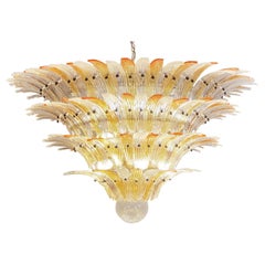 Vintage Amazing Palmette Ceiling Light - Four Levels, 163 Amber and Trasparent Glasses