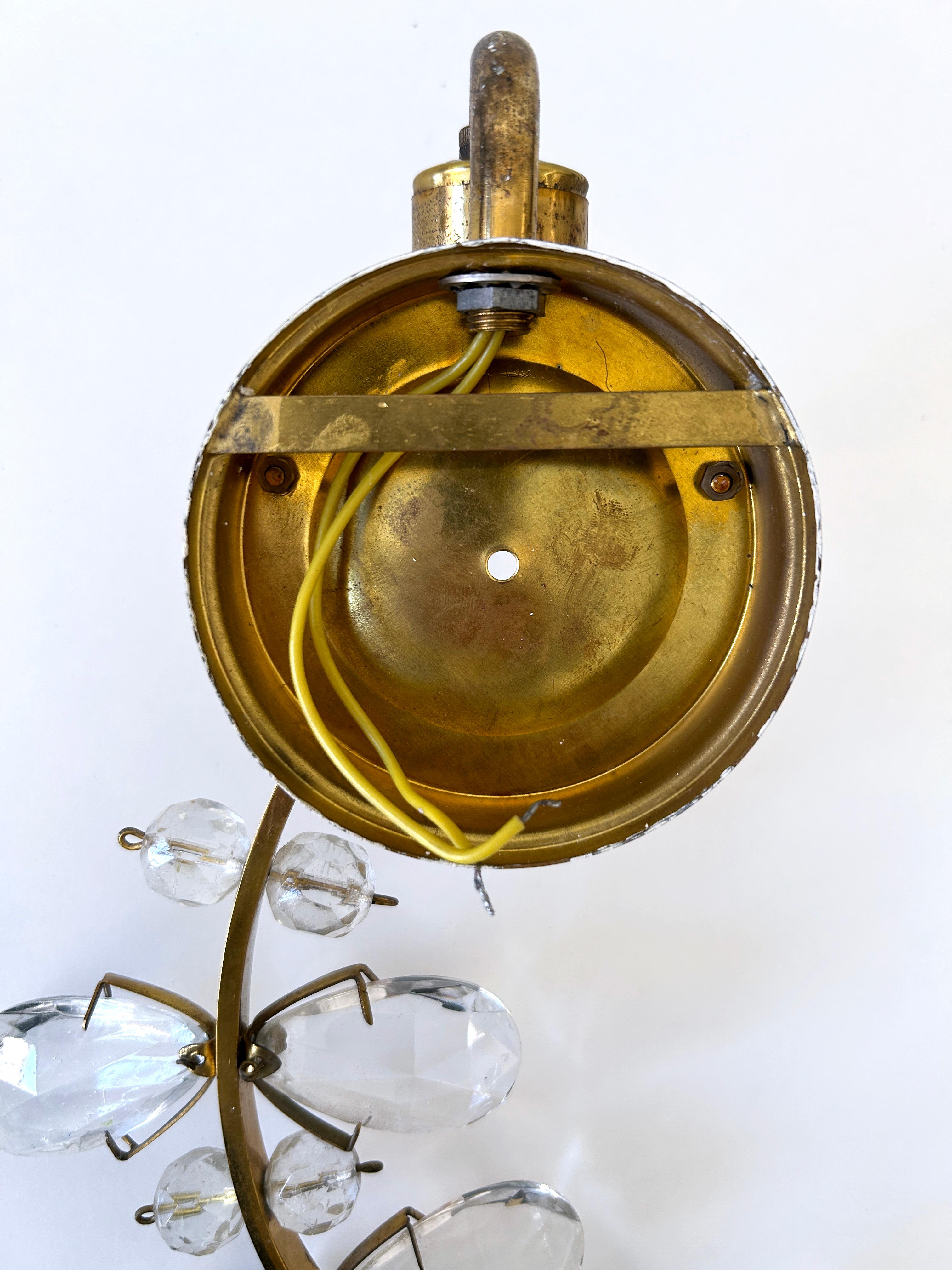 Erstaunlich Palwa schillernde Kristallglas & Messing Blume Wandleuchte oder Wandlampe 1960er im Angebot 14