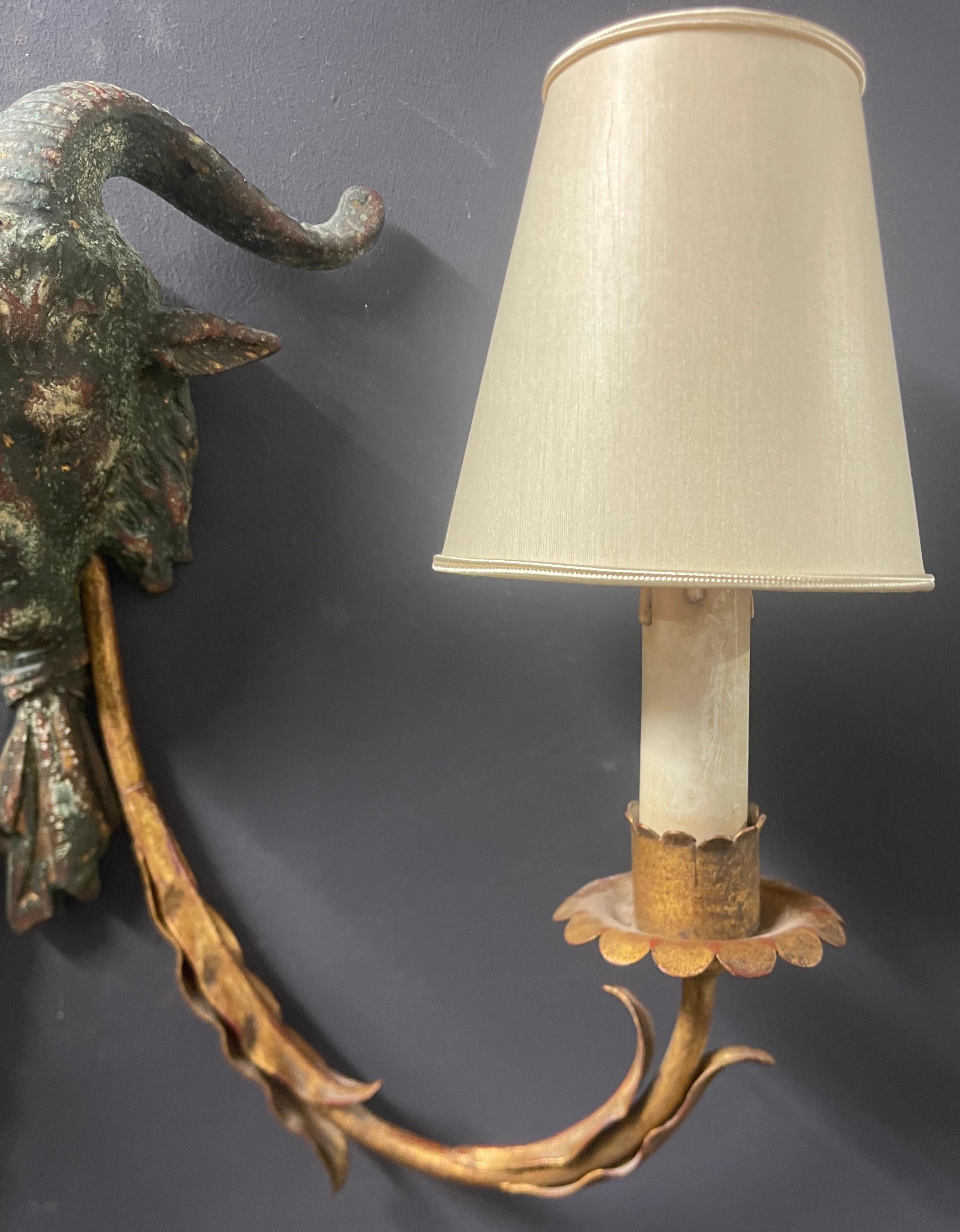Late 20th Century Amazing Patinated Palladio Aries Wall Lamp For Sale