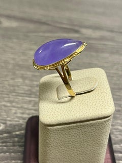 Amazing Pear Shaped Cabochon Amethyst Ring In 14k